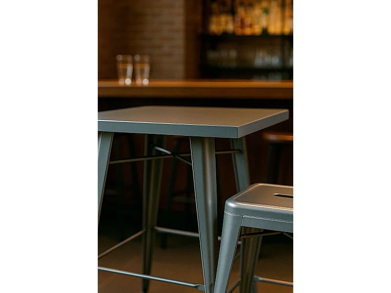 Mesas Bar - Mesa Torix Alta Cuadrada 60 cm - Gris metalizado