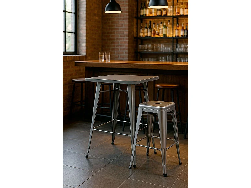 Mesas Bar - Mesa Torix Alta Cuadrada 60 cm - Gris metalizado