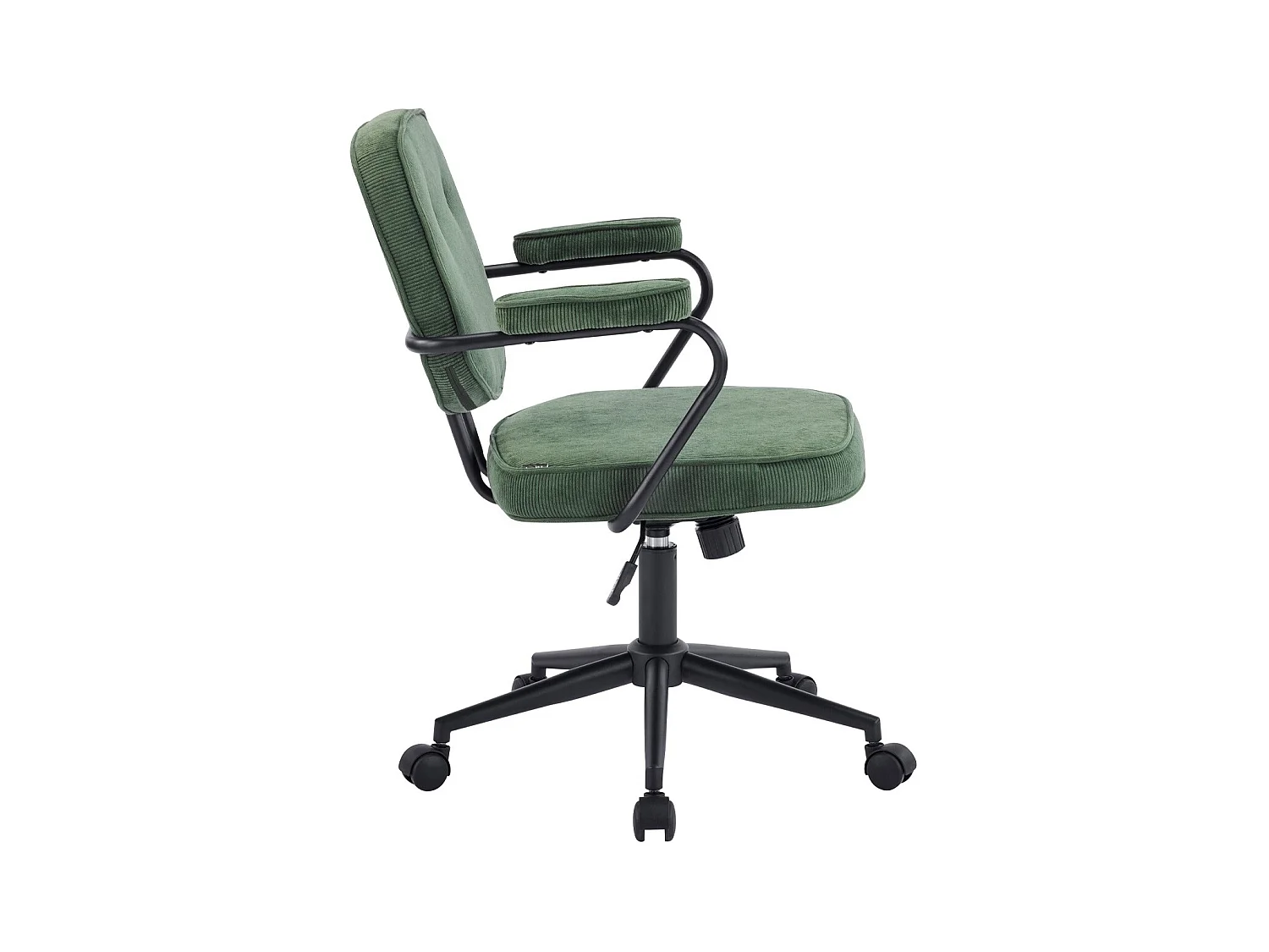 Fauteuil de bureau pivotant et réglable en hauteur en velours côtelé vert kaki - Ann