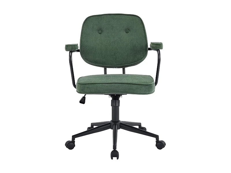 Fauteuil de bureau pivotant et réglable en hauteur en velours côtelé vert kaki - Ann