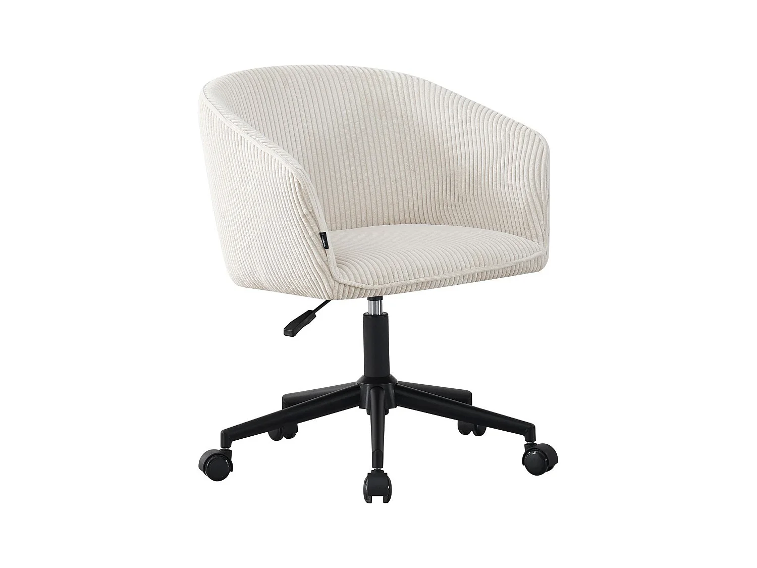 Fauteuil de bureau pivotant et réglable en hauteur en velours côtelé beige - Marlo
