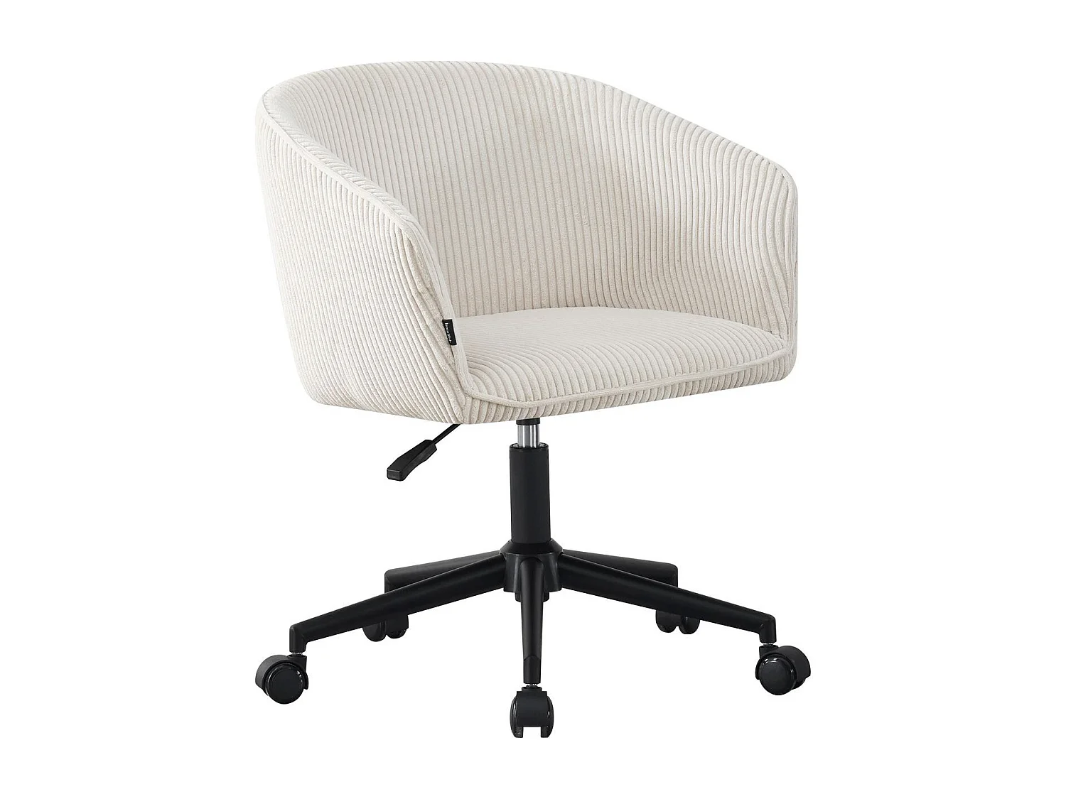 Fauteuil de bureau pivotant et réglable en hauteur en velours côtelé beige - Marlo