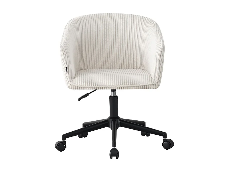 Fauteuil de bureau pivotant et réglable en hauteur en velours côtelé beige - Marlo