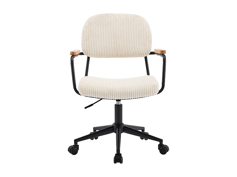 Fauteuil de bureau pivotant et réglable en hauteur en velours côtelé beige - Gianni