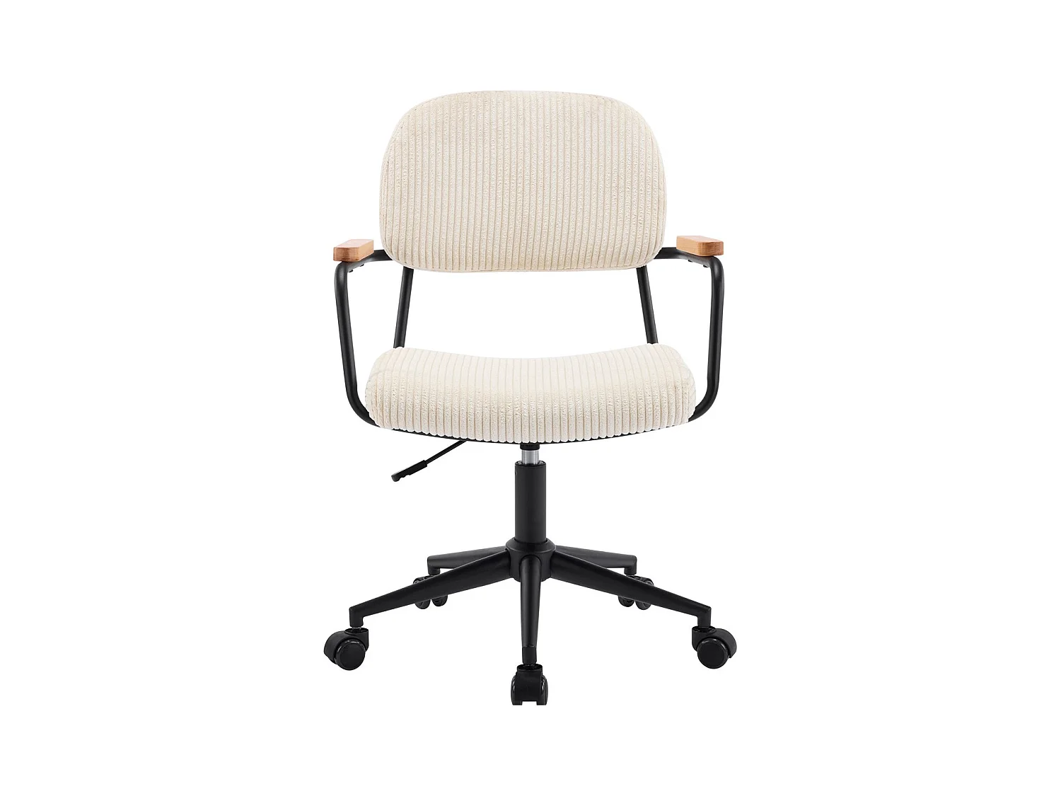 Fauteuil de bureau pivotant et réglable en hauteur en velours côtelé beige - Gianni