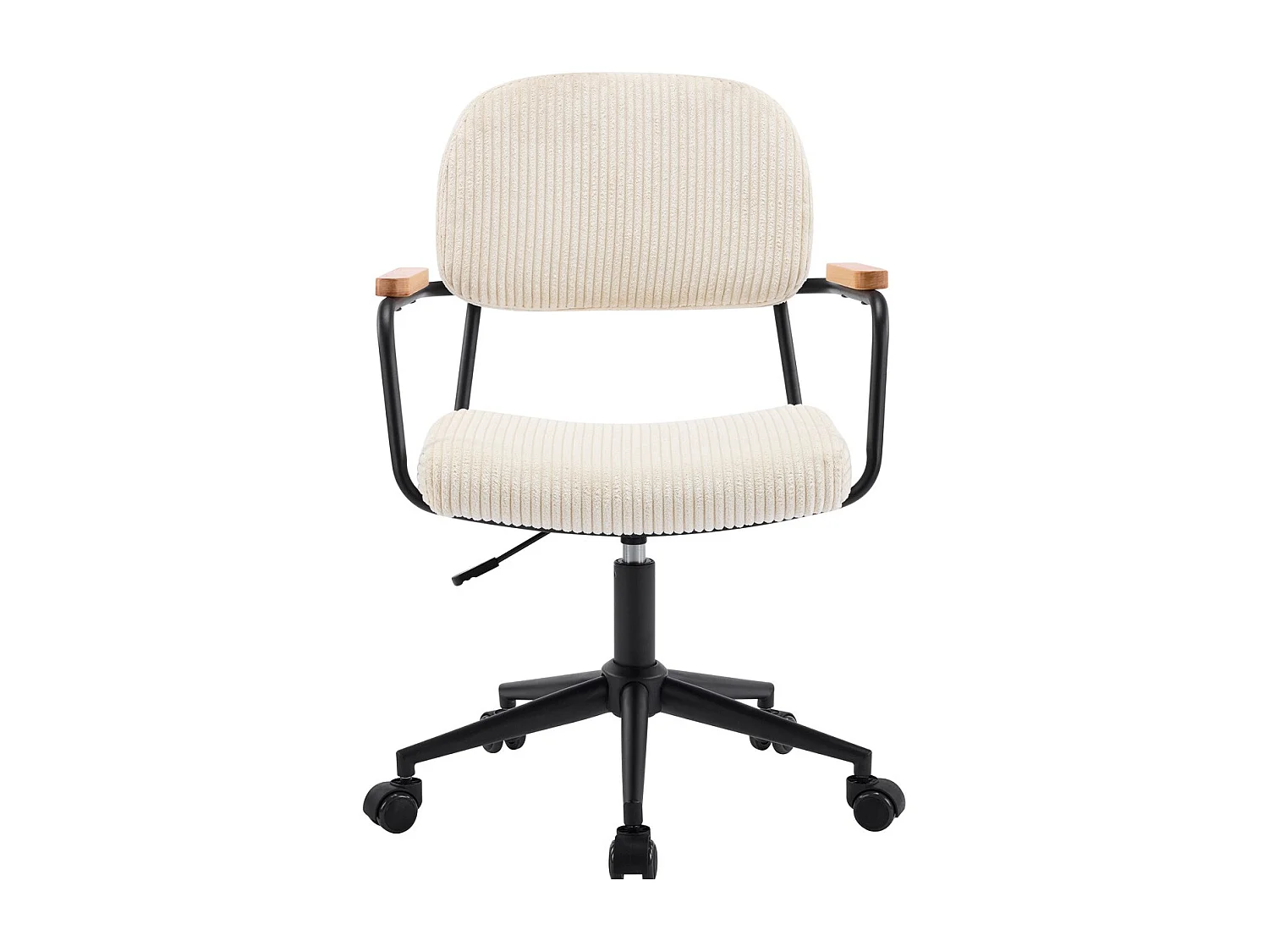 Fauteuil de bureau pivotant et réglable en hauteur en velours côtelé beige - Gianni