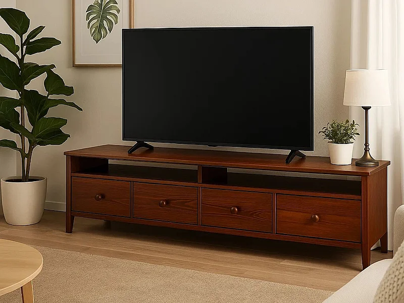 Szafka RTV drewniana 180 cm Colorado z 4 szufladami, kolor kasztan