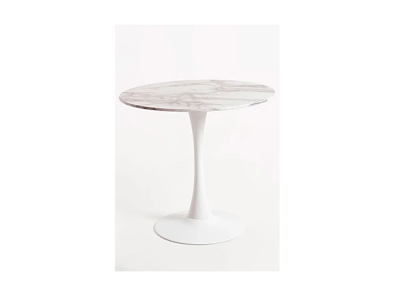 Estilo Nórdico - Mesa Kolio 80 cm Mármol - Blanco