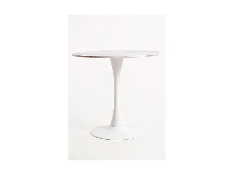 Estilo Nórdico - Mesa Kolio 80 cm Mármol - Blanco
