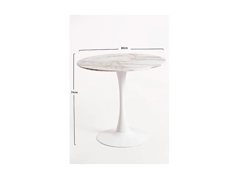Estilo Nórdico - Mesa Kolio 80 cm Mármol - Blanco