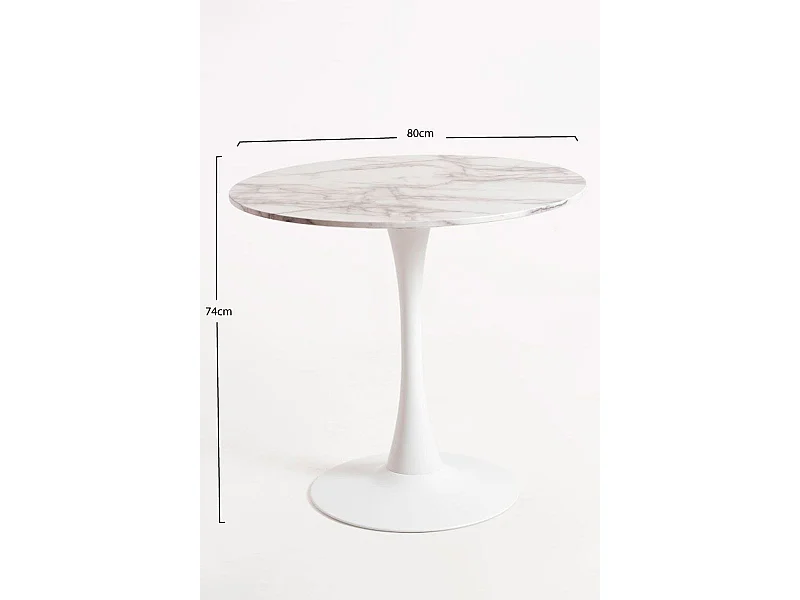 Estilo Nórdico - Mesa Kolio 80 cm Mármol - Blanco