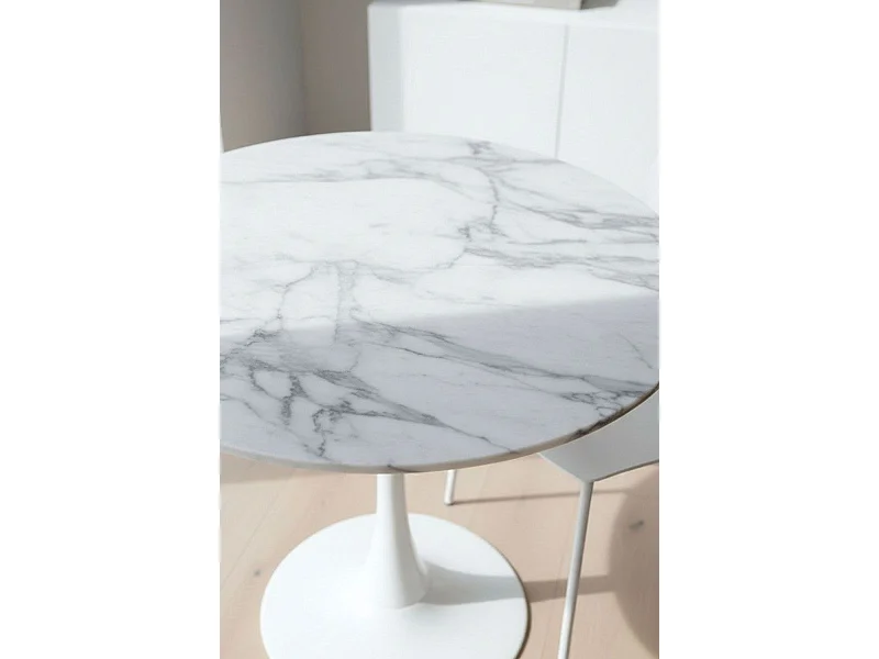 Estilo Nórdico - Mesa Kolio 80 cm Mármol - Blanco