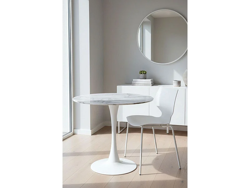 Estilo Nórdico - Mesa Kolio 80 cm Mármol - Blanco