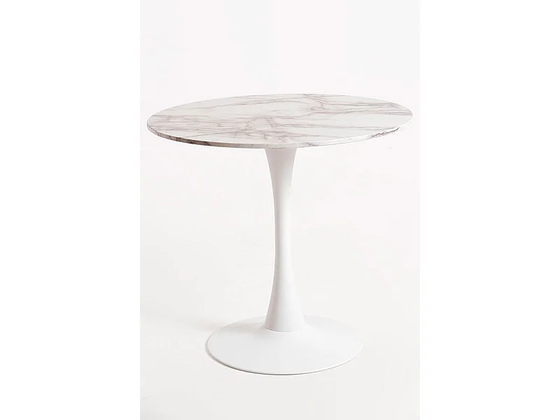 Estilo Nórdico - Mesa Kolio 80 cm Mármol - Blanco