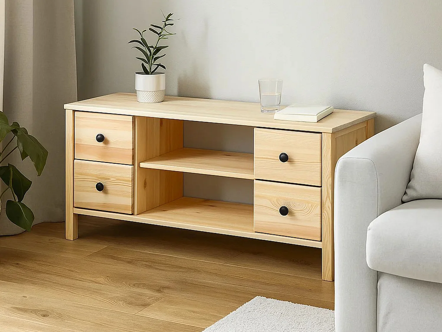 Szafka RTV Prestige 118 drewniana, kolor sosnowy