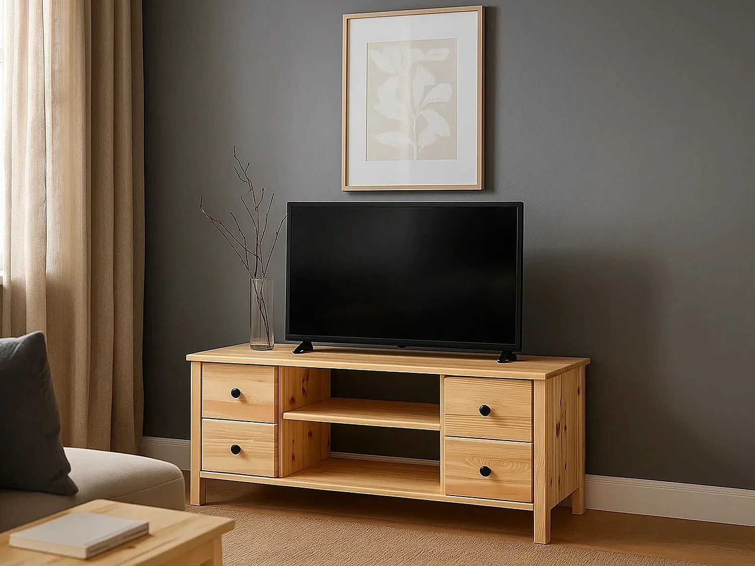 Szafka RTV Prestige 118 drewniana, kolor sosnowy