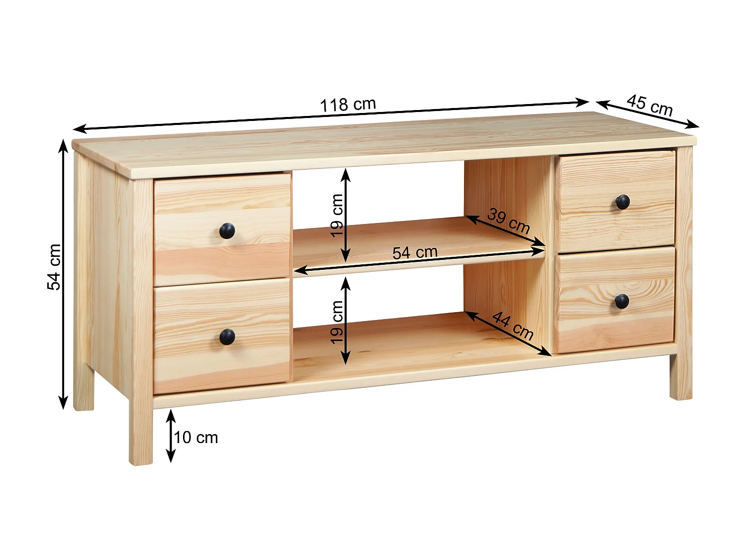 Szafka RTV Prestige 118 drewniana, kolor sosnowy