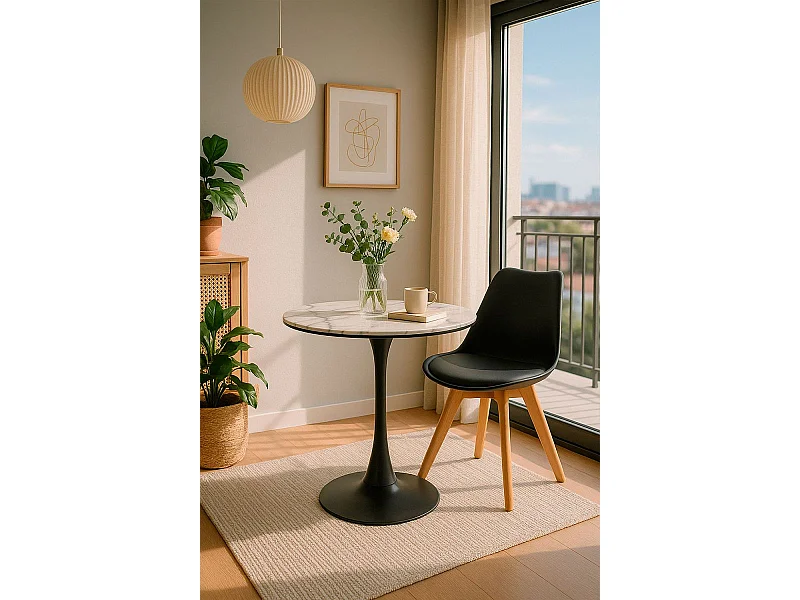 Mesas Comedor - Mesa Kolio 90 cm Mármol - Negro