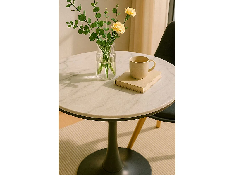 Mesas Comedor - Mesa Kolio 90 cm Mármol - Negro