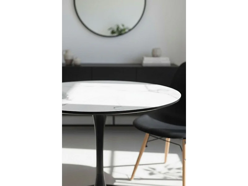 Mesas Comedor - Mesa Kolio 90 cm Mármol - Negro