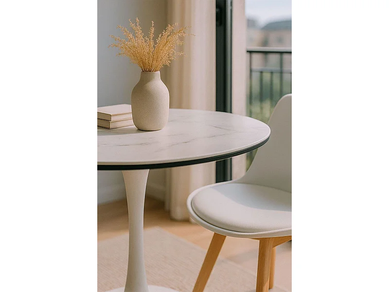 Mesas Comedor - Mesa Kolio 90 cm Mármol - Blanco