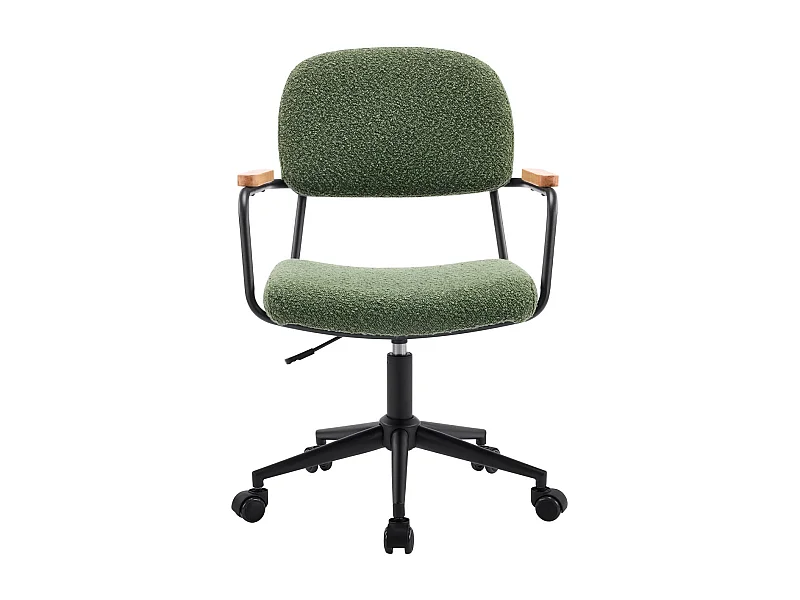 Fauteuil de bureau pivotant et réglable en hauteur en tissu bouclé vert - Gianni