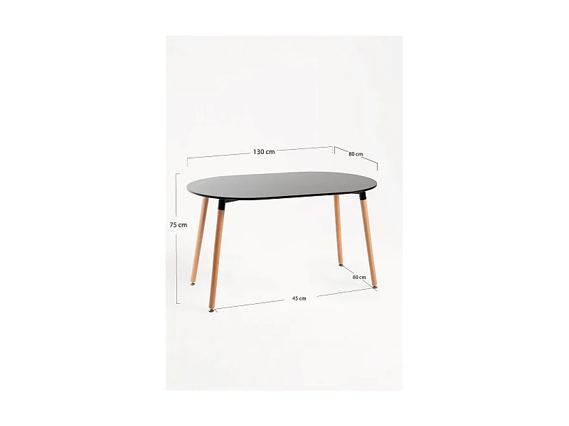 Estilo Nórdico - Mesa Tower Ovalada - Negro