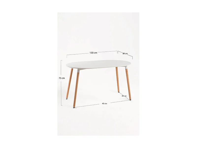 Estilo Nórdico - Mesa Tower Ovalada - Blanco