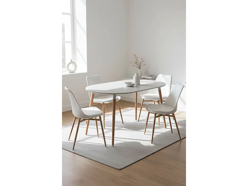 Estilo Nórdico - Mesa Tower Ovalada - Blanco