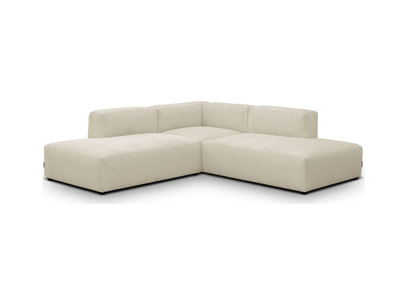 Canapé d'angle modulable réversible 5 places en velours côtelé beige - Modulo