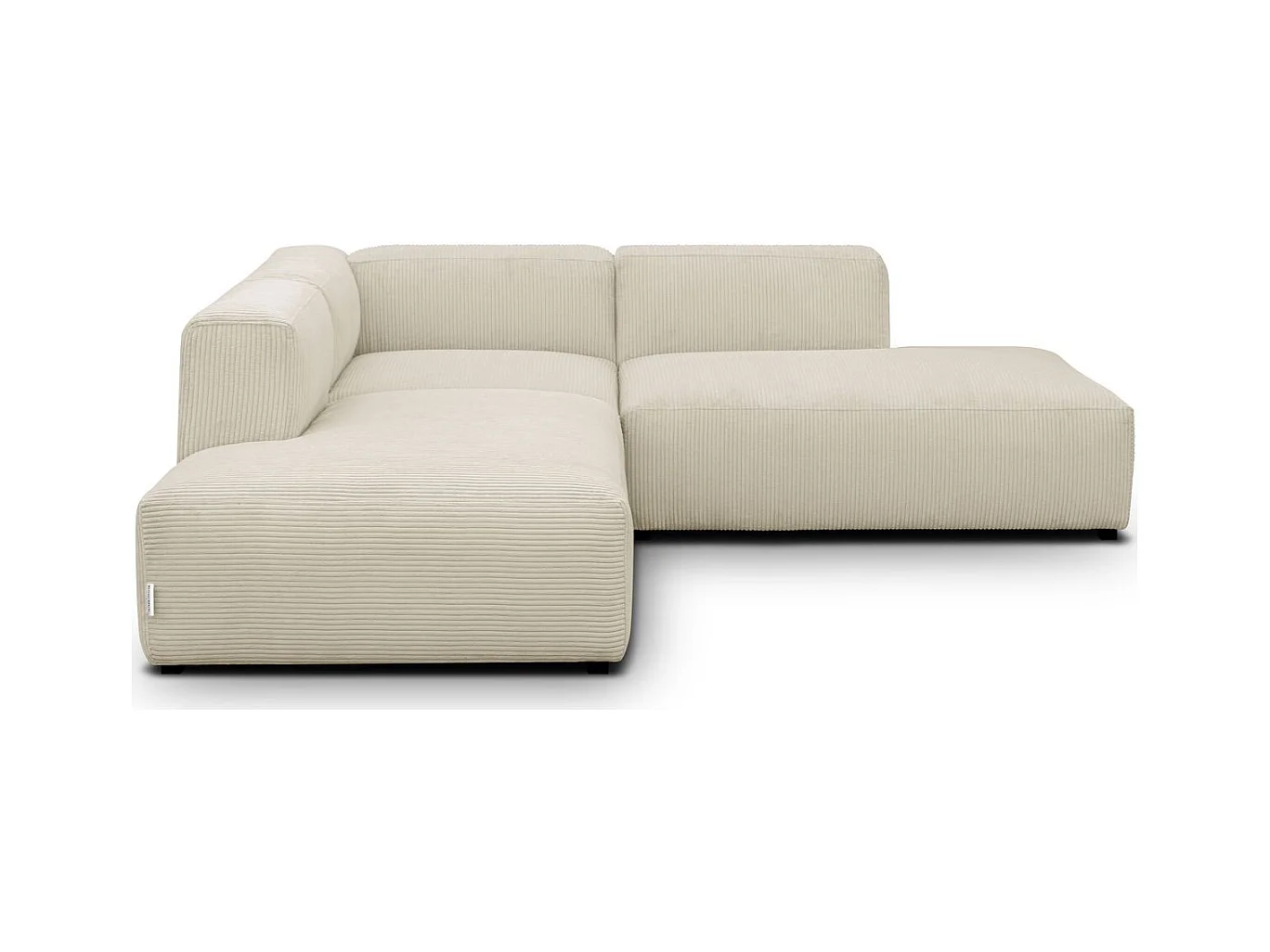 Canapé d'angle modulable réversible 5 places en velours côtelé beige - Modulo