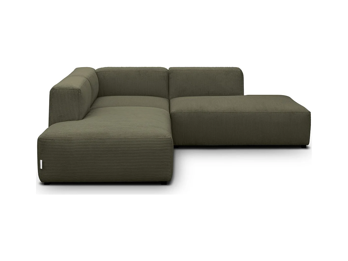 Canapé d'angle modulable réversible 5 places en velours côtelé vert kaki - Modulo