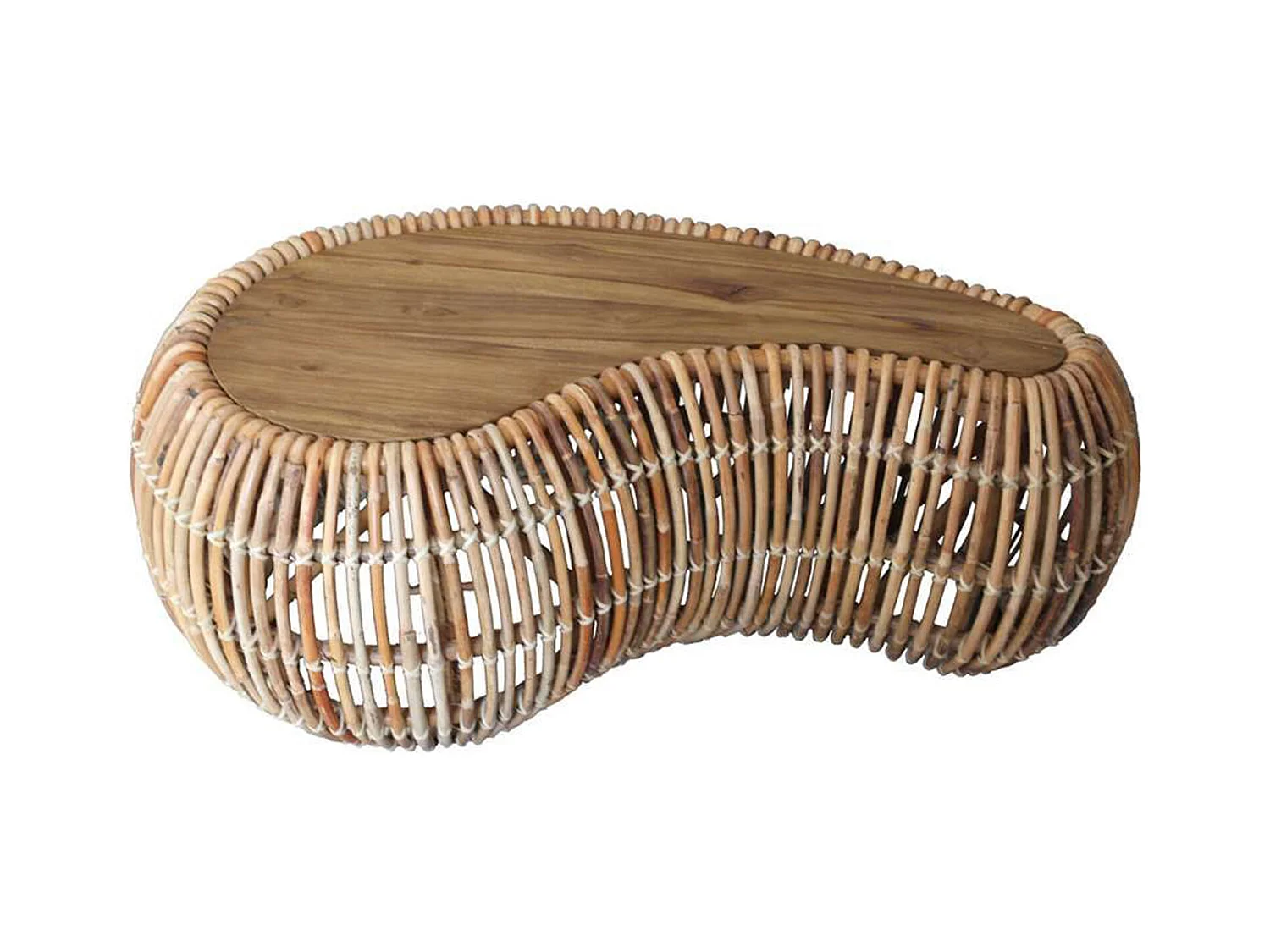 ZOE-Mesa de centro de teca reciclada y ratán