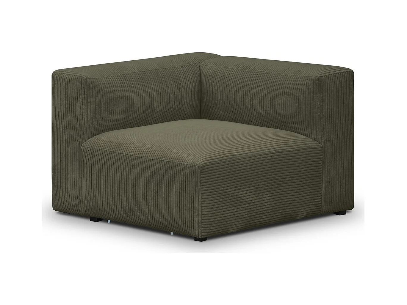 Module d'angle réversible en velours côtelé vert kaki - Modulo