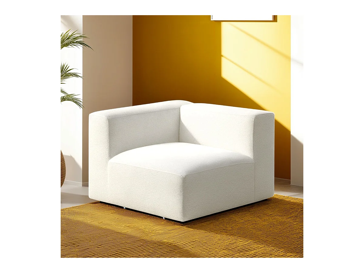 Module d'angle réversible en tissu bouclé beige - Modulo