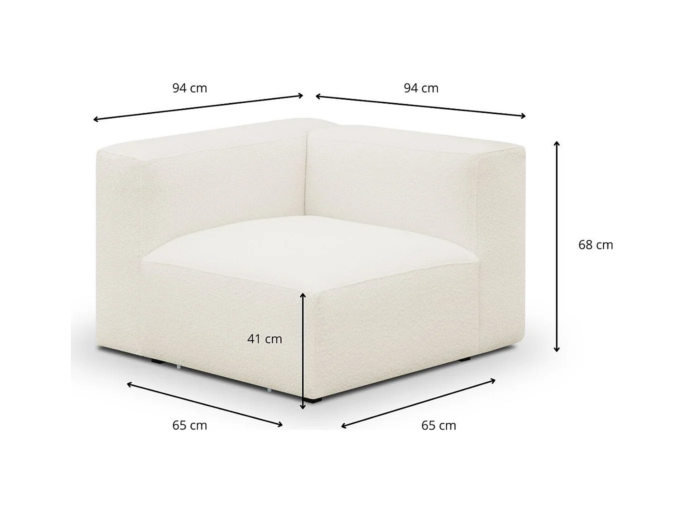 Module d'angle réversible en tissu bouclé beige - Modulo