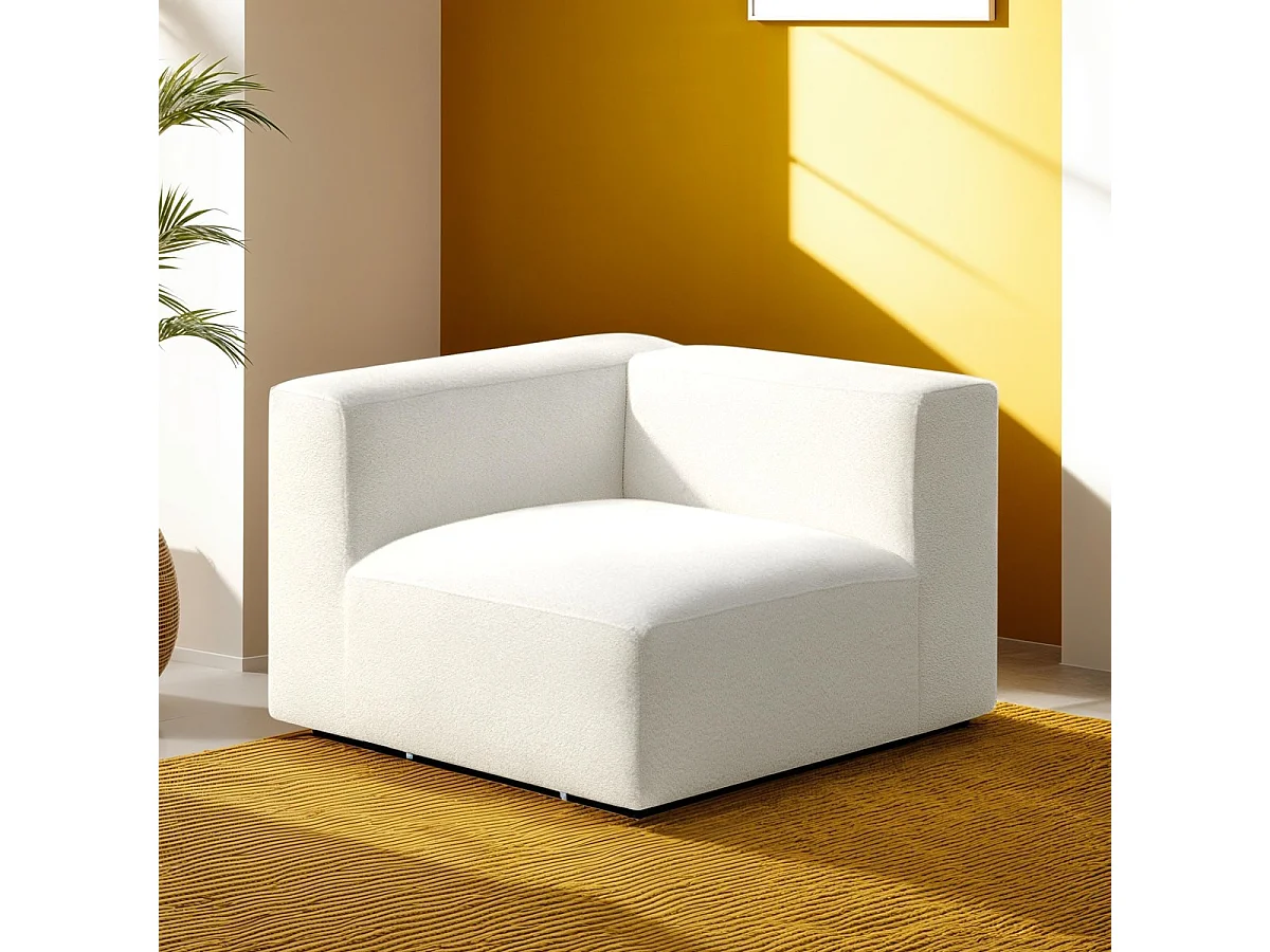Module d'angle réversible en tissu bouclé beige - Modulo