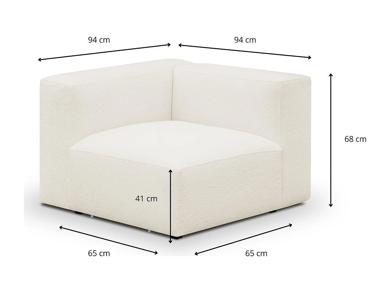Module d'angle réversible en tissu bouclé beige - Modulo