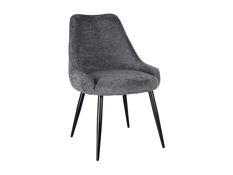 Chaise en tissu doux gris anthracite et pieds métal noir – TARA