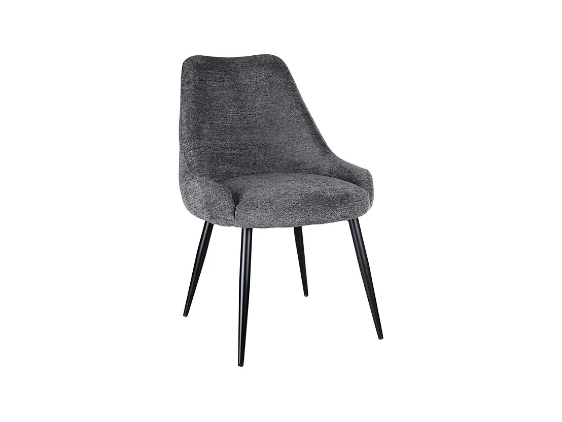 Chaise en tissu doux gris anthracite et pieds métal noir – TARA