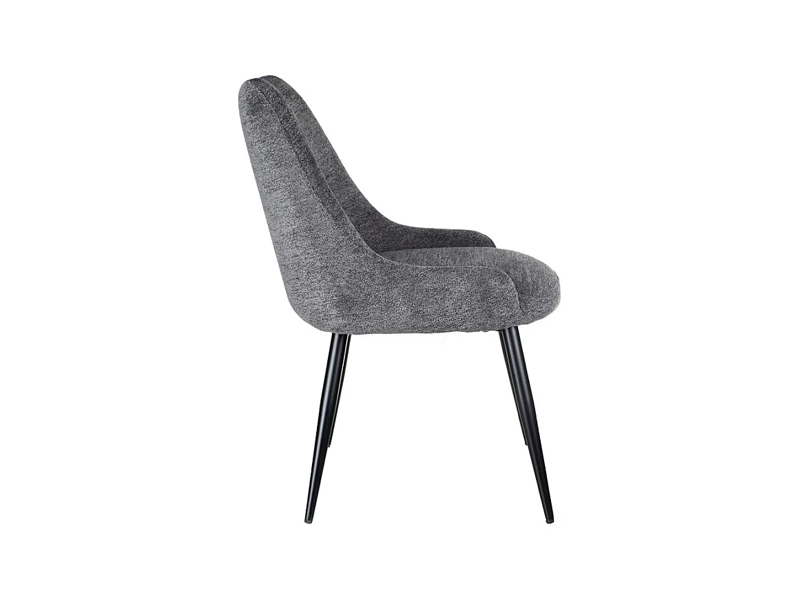 Chaise en tissu doux gris anthracite et pieds métal noir – TARA