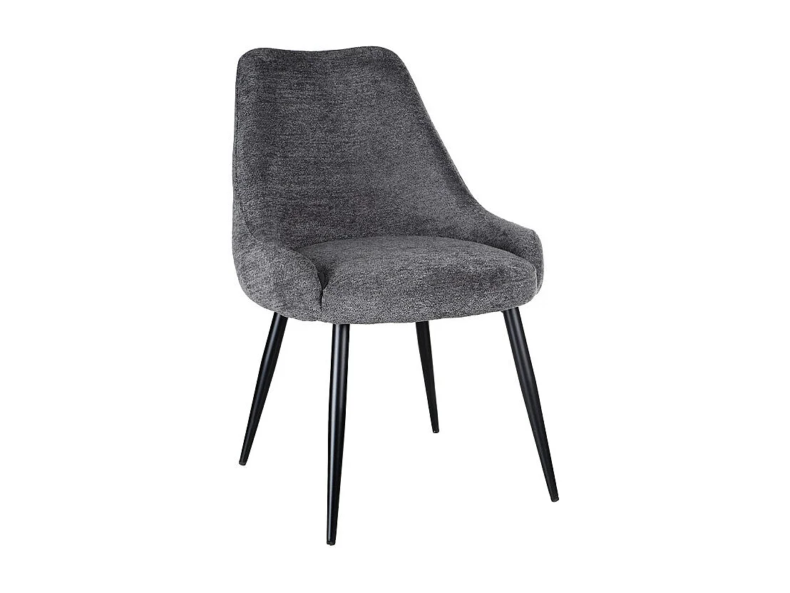 Chaise en tissu doux gris anthracite et pieds métal noir – TARA