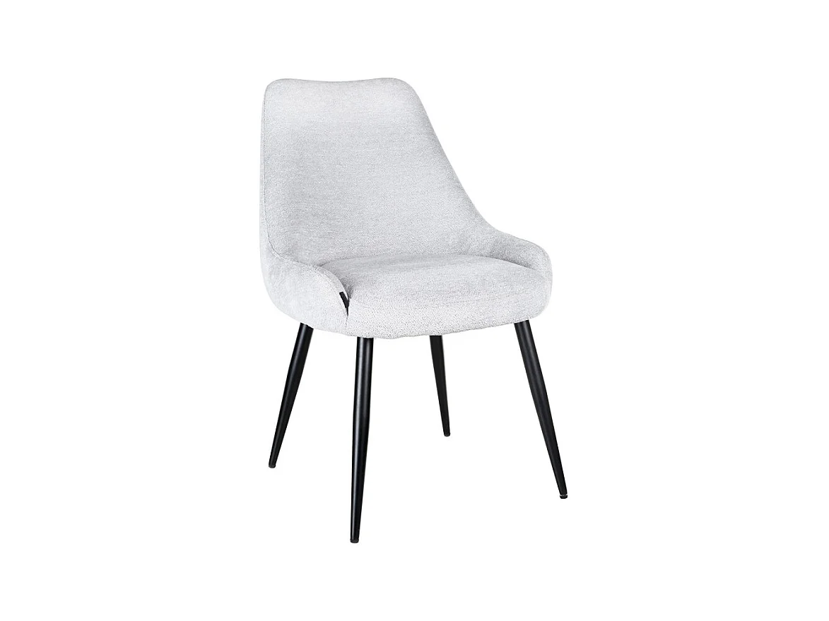 Chaise en tissu doux gris clair avec pieds métal noir – TARA