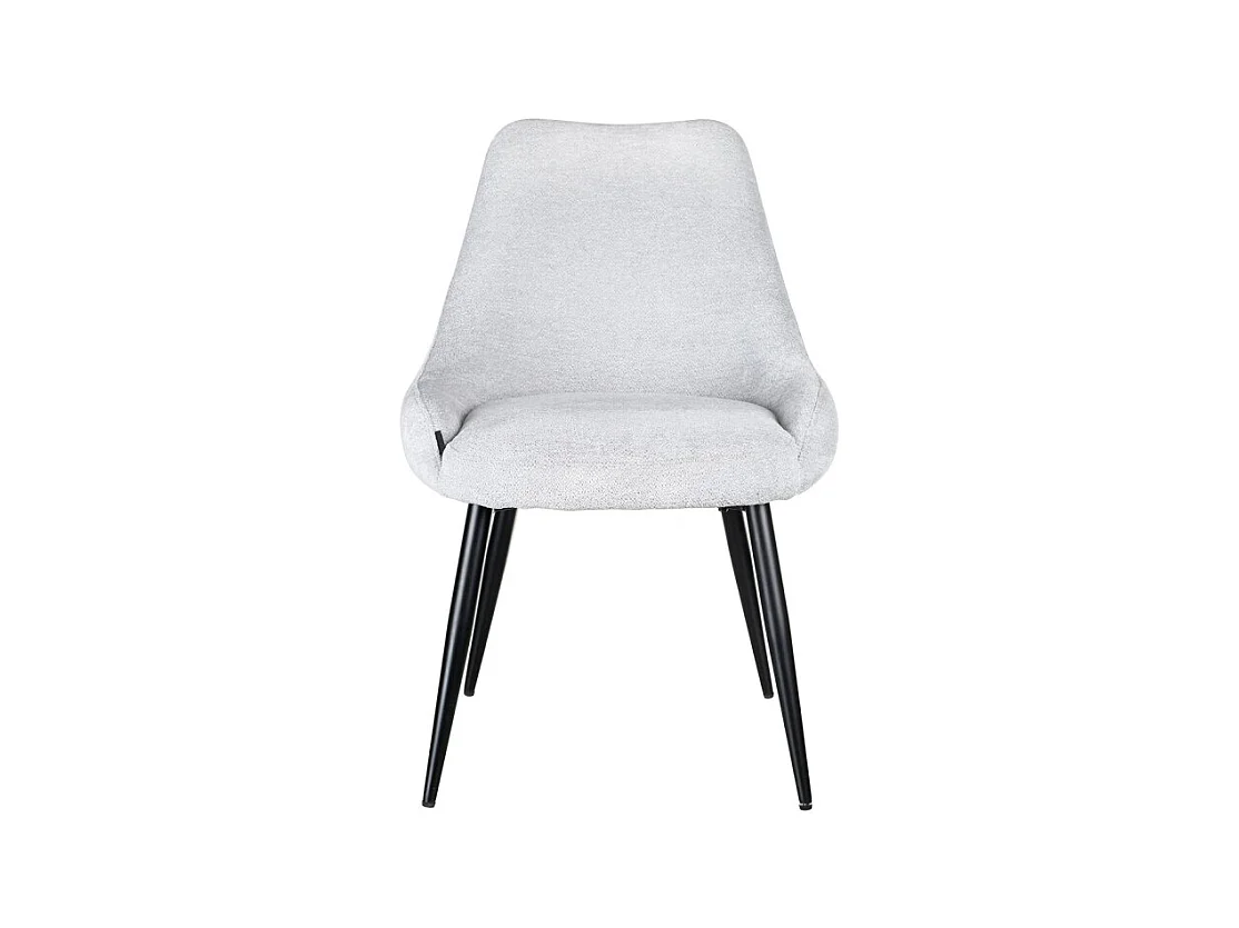 Chaise en tissu doux gris clair avec pieds métal noir – TARA