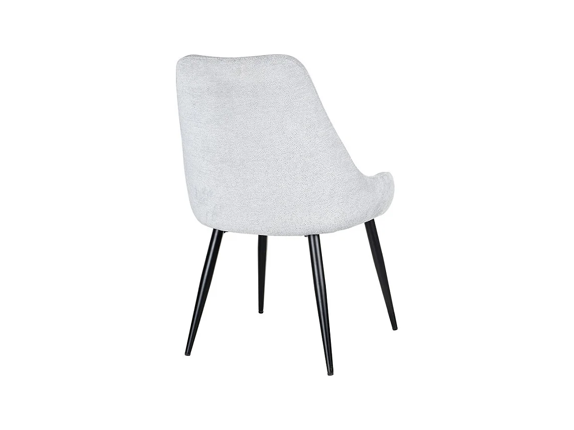 Chaise en tissu doux gris clair avec pieds métal noir – TARA