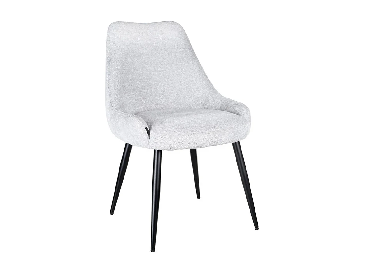 Chaise en tissu doux gris clair avec pieds métal noir – TARA