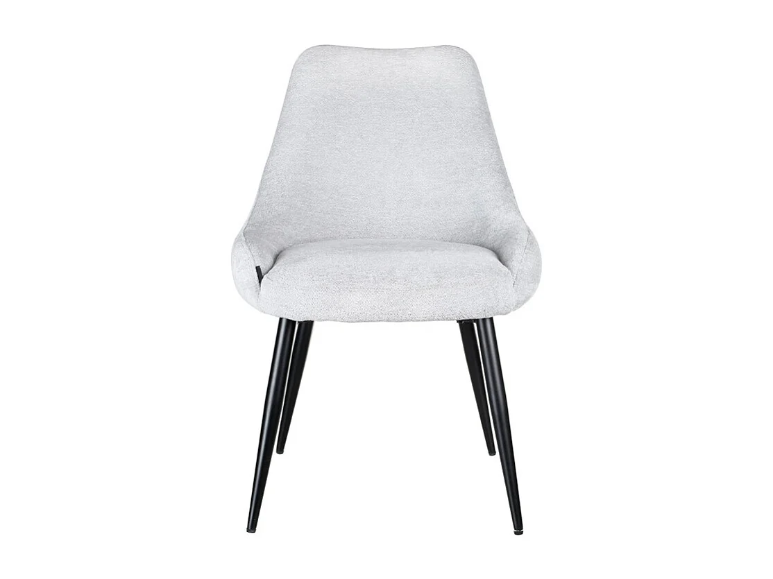 Chaise en tissu doux gris clair avec pieds métal noir – TARA