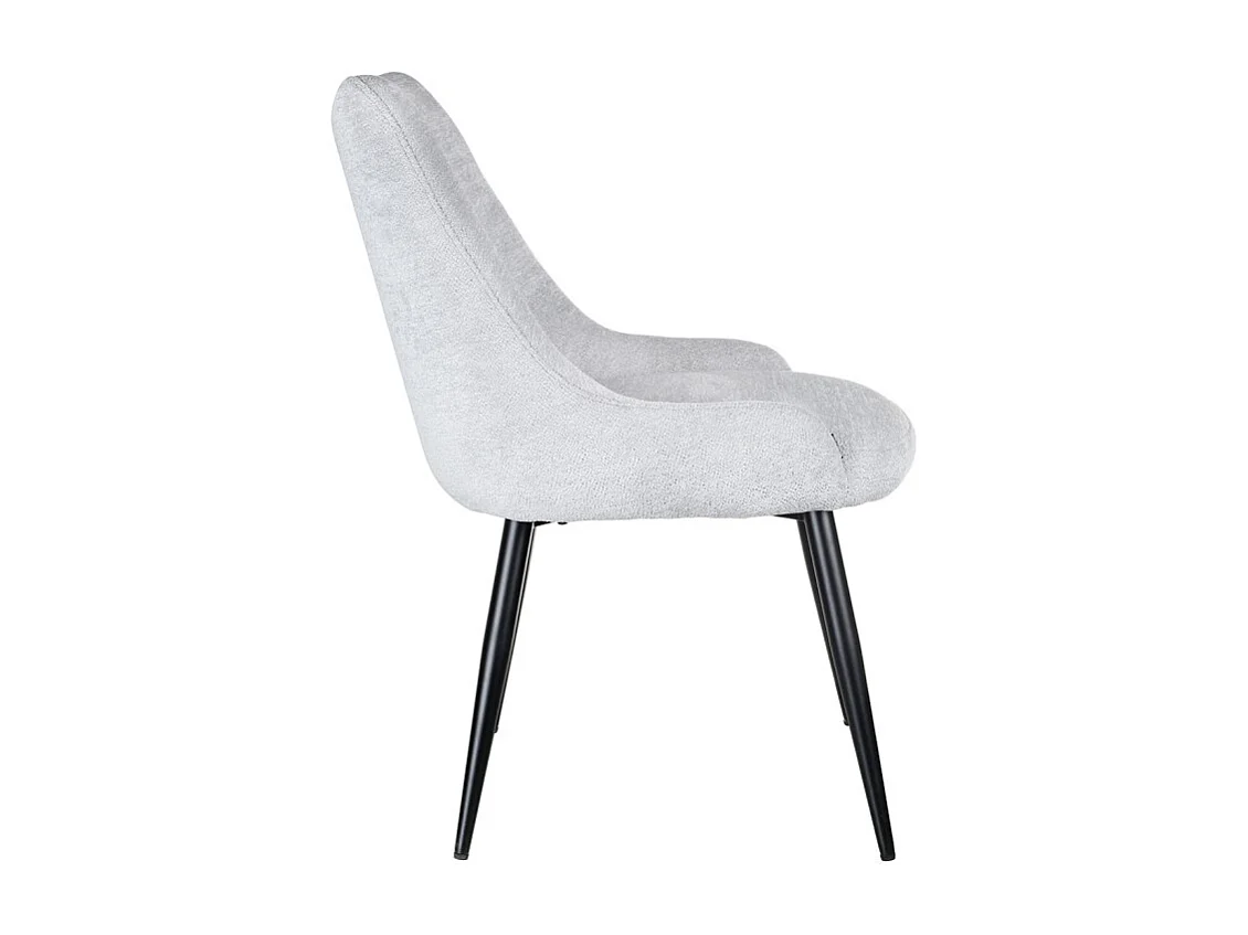 Chaise en tissu doux gris clair avec pieds métal noir – TARA