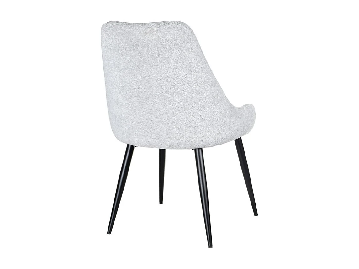 Chaise en tissu doux gris clair avec pieds métal noir – TARA
