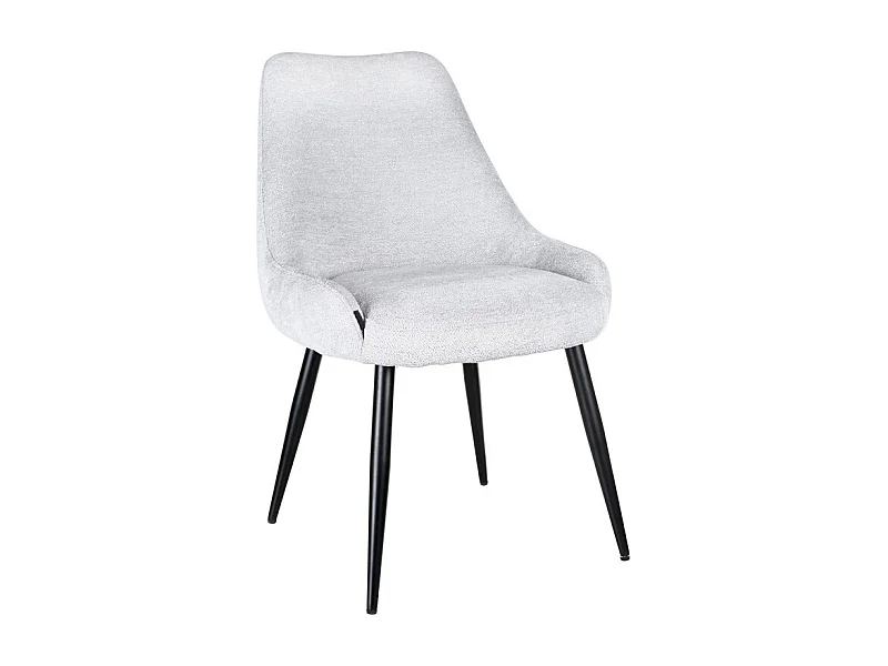 Chaise en tissu doux gris clair avec pieds métal noir – TARA
